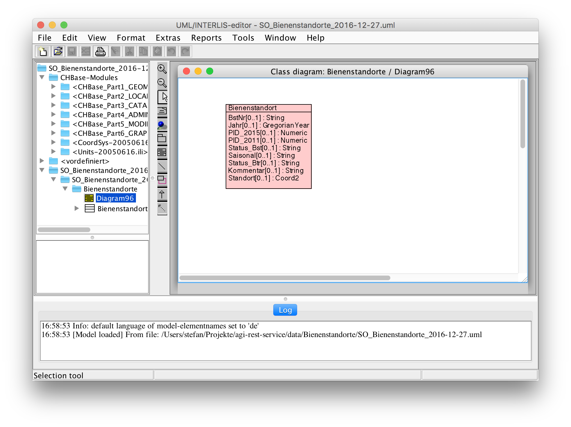 Datenmodell Bienenstandorte