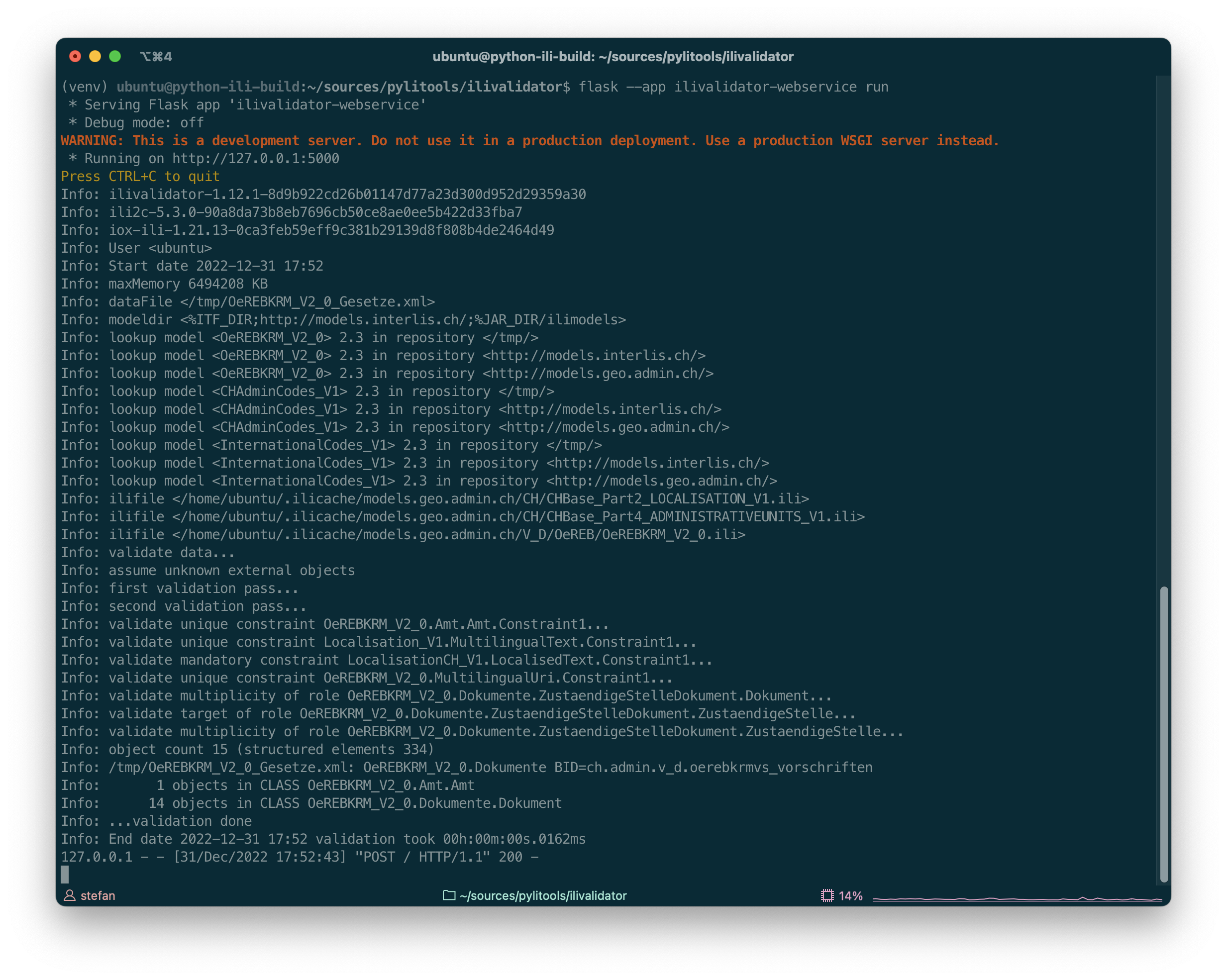 flask validation output