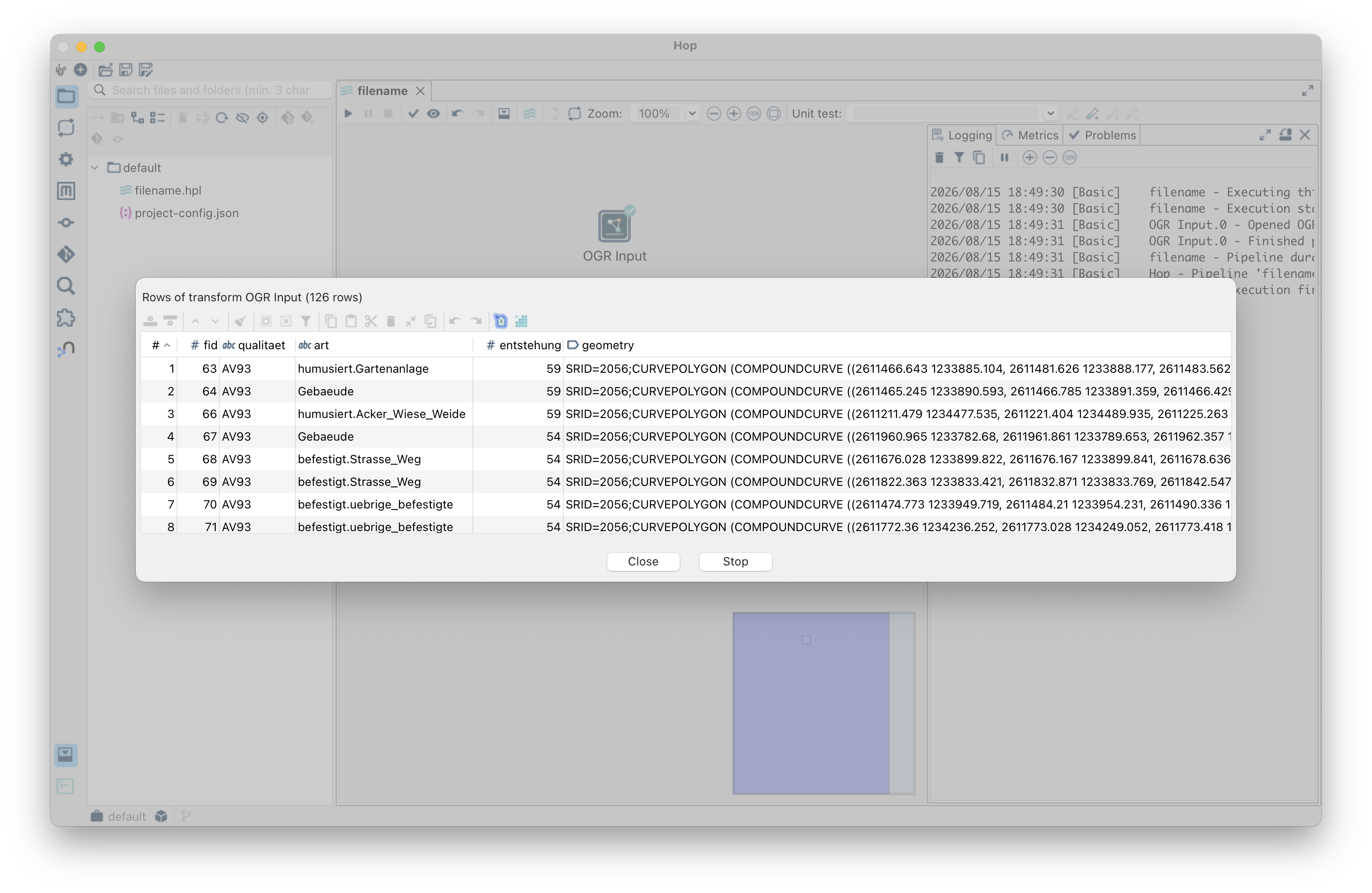 Text preview curves